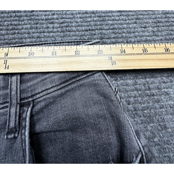 Lee Flare Jeans Womens 6S Gray Medium Wash Raw Hem Fringe‎ Stretch Denim 26x31 - Picture 3 of 8